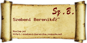 Szebeni Bereniké névjegykártya